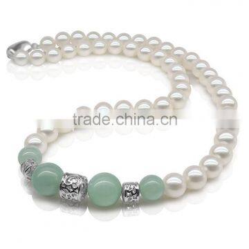 Latest Fashion Handmade Silver Beads Jade Pearl Necklace