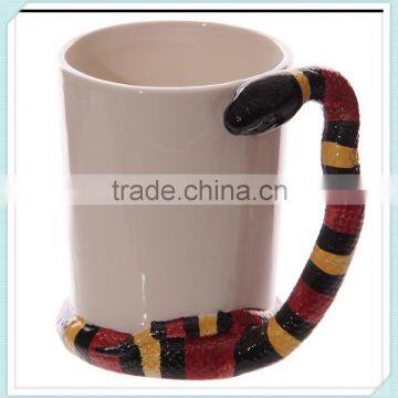 fun snake shaped handle porcelain water mug