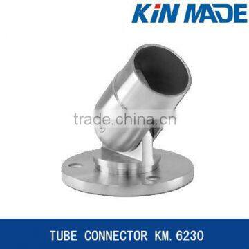 Adjustable wall mounted railing tube connector