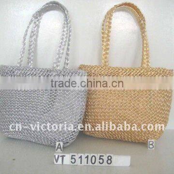 Silver paper woven Beach bag