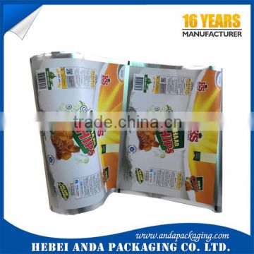 printing snack packaging film/potato chips packaging material/PET Aluminum Lamination Pineapple Chips Packaging Bag