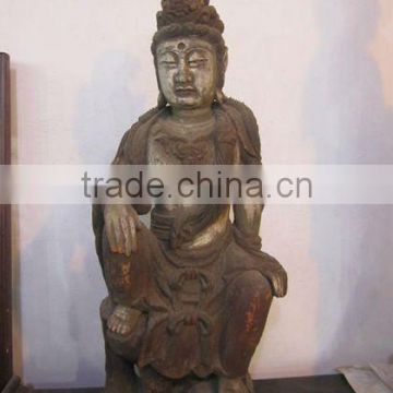 Chinese Antique Old Wooden Buddha Sculpture