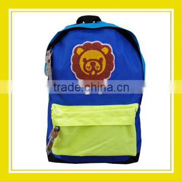 2016 Hot Sell Products Bros Baby Lion Blue Yellow Colorful Bright Color 600D Polyester Backpack