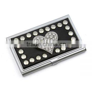 Studded Rhinestone Heart Business Card Holder Card Box Card Case