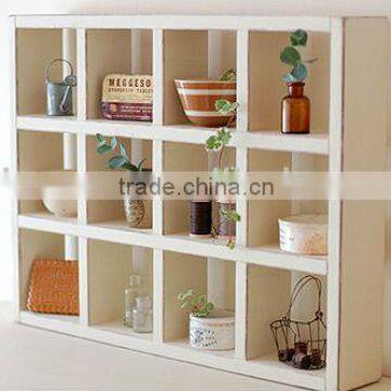 Multi-grid Vintage Industry White Wooden Wall Cabinet