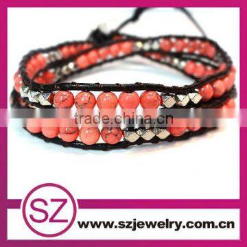 NTB0067 friendship bracelet knots with agate beads