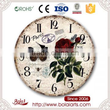 Roses and butterfly design style outdoor paris time art clock for living room