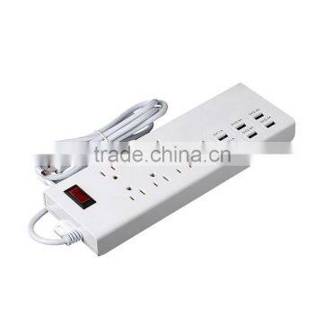 6 gang extension cable socket with usb port multiple outlet USA use 100v-125v surge protection