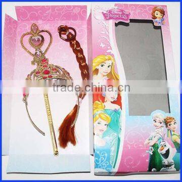 Frozen Anna red stone crown with brown wig set