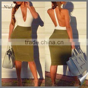 Party dress Sexy Color Block Backless elegant dress