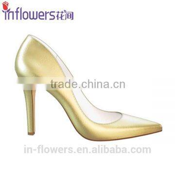 Golden Color Patent Leather Wholesale High Heel Shoes for Eleglant Ladies photo-5