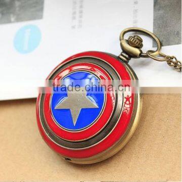 Men Size Antique Color Captain America Pocket Necklace Watch photo-4