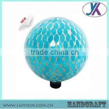 2015 Newest Wholesale High Quality Solar LED Light Round Shape 10" Mosaic Blue Glass Ball