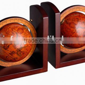 110mm Ancient decorative wooden desktop world globe with book holder