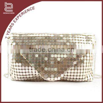 Handcee Shining Gold Aluminium Hand Bags For Lady Clutch Evening Bag