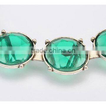 Trending Lady Jewelry Fancy Leather Chain Green Crystal Necklace photo-6