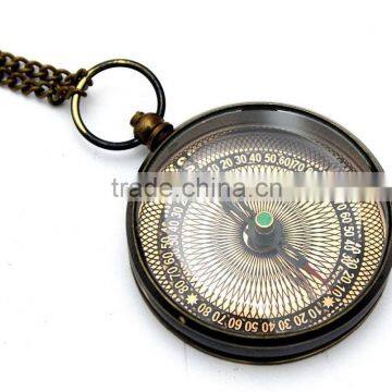 Collectable Antique Reproduction Solid Brass pendant Compass with chain 13261