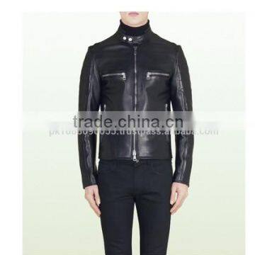 Biker Leather Jacket Black Shinny Color