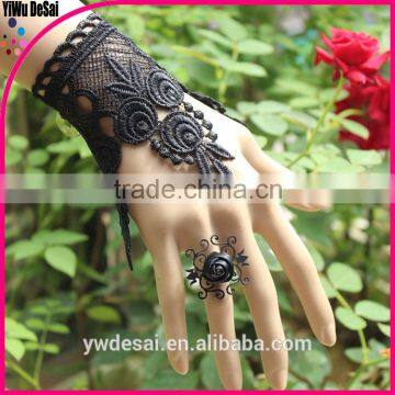 ring bracelet dark ruby lace female bracelet with ring fashion bracelet