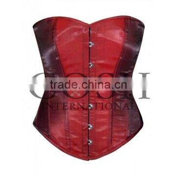 Burgundy Satin Overbust Steel Boned Corset Ci-1130