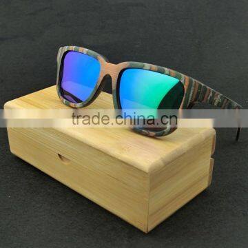 Color aviator wood sunglasses recycle skateboard wood glasses