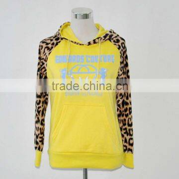 Ladies long sleeve leopard printing hoodies