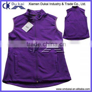 Softshell vest for women, lady bonded fleece vest, softshell sleeveless jacket