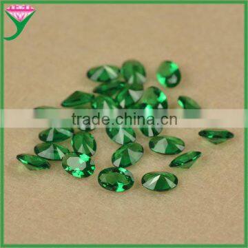 Wuzhou Hot Sale gem 4*6mm oval shape cut artificial nano rough emerald green price