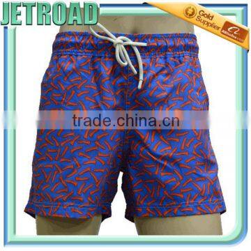 Men's Swimming Shorts sublimation printed polyester heavy Satin with laser cut vents