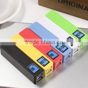cheap promotion LED display colorful portable mobile power bank 2600mah