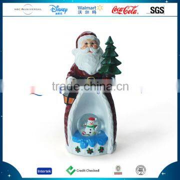 Christmas Resin Father Figurine Snow Globe Polyresin Customized Christmas Glass Santa Claus With Snowman Ornament