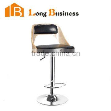 LB-5019 High leg bend wood bar stool with chromed base