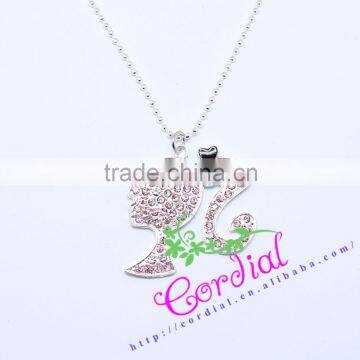 New Arrival Colorful Rhinestones Beautiful Girl Charm, Charms Pendants, Charm Necklaces Jewelry