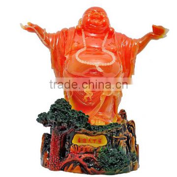 Red jade color buddha statue , chinese luckly buddha statue