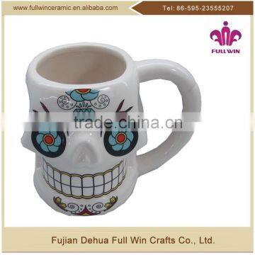 Promotional Halloween 3D Ceramic Skull Beer Mug