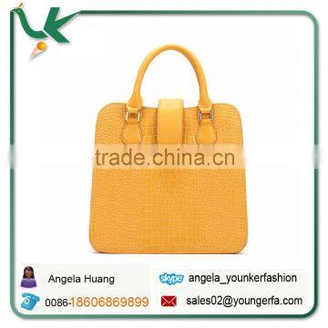 2014 Spring New designer yellow color Personalized Womens Genuine Leather Crocodile Pattern Tote Shoulder Handbag manufacture