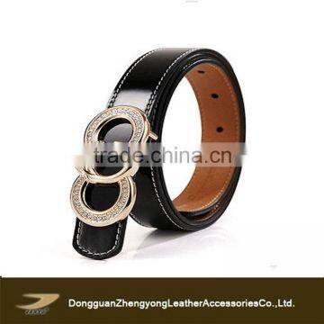 girl metal plate buckle leather waist belt thin skinny waistband