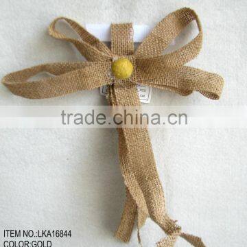 Handmade Artificial Flowers Burlap Butterfly Christmas Decorations Ornament photo-3