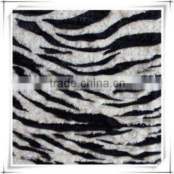 100% polyester zebra pattern faux fur fabric