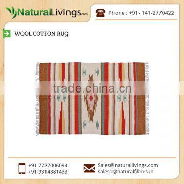 Flat Weave Wool Cotton Rug with Simple and Elegant Design