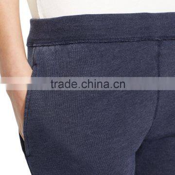 Navy Plain With Side Pockets Women Sweat Pants photo-2