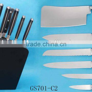 Stainless steel cutting knife with wood block