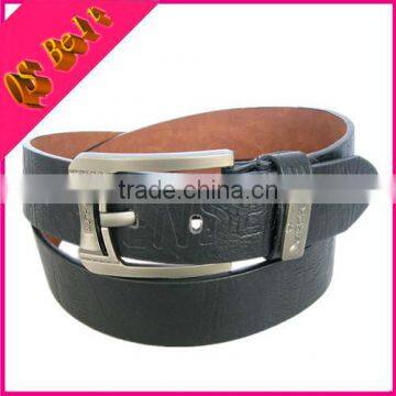 good quality thick faux leather pressed logo man belt