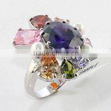 925 Silver Women multi cz Ring