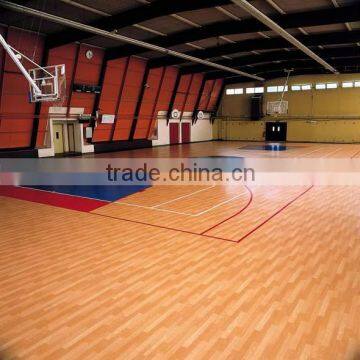 Gym flooring: Earth-friendly durable pvc floor with anti-wear layer and wood pattern