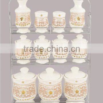 Ceramic pot with jewel porcelain canister set