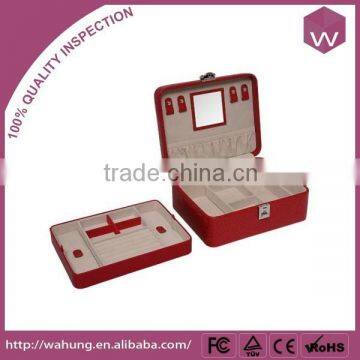 Custom Handmade Red Small Glass Packaging Gift Leather Box With Compartments For Jewelry Wholesale