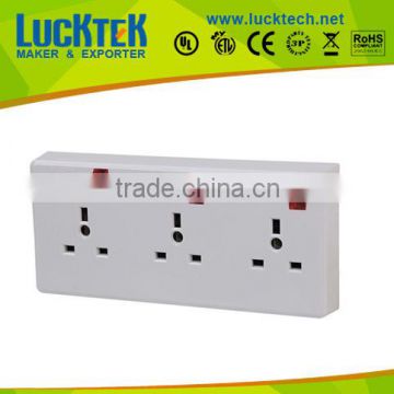 3*ways UK power wall Socket outlet with 3*individual switch,wall plate socket,wall mount power