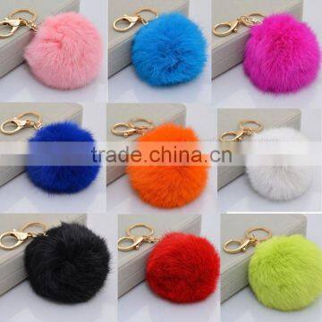 16 Colors Genuine Rabbit Fur Ball Key Chain Pom Pom Fur Key Chain