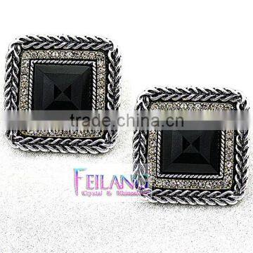 Borders Alloy Earrings Set In Black Jewelry Crystal Drop Earrings photo-2